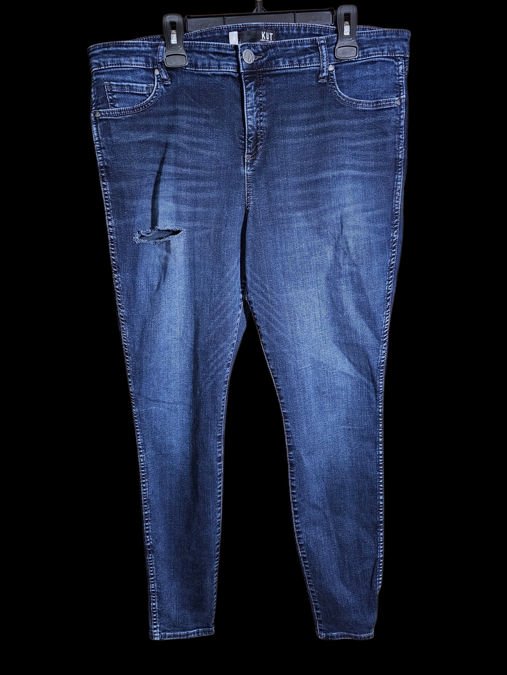Kut from the Kloth Indigo Blue Skinny Jeans with Light Distress